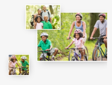 Family Of Four Riding Bikes - Hybrid Bicycle, HD Png Download, Free Download