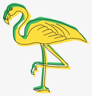 Green And Yellow Flamingo Art Svg Clip Arts - Yellow Flamingo, HD Png Download, Free Download