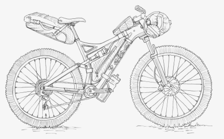 Bikepacking Bike Full-suspension - Mountain Bike Sketch, HD Png Download, Free Download