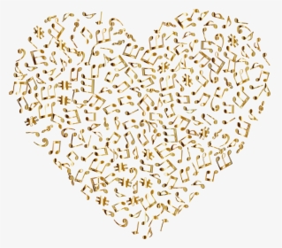 Gold Musical Heart 4 2 No Background Clip Arts - Gold Music Notes Background, HD Png Download, Free Download