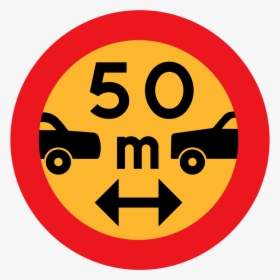 50m Between Cars Sign - Mantener La Distancia Entre Vehiculos, HD Png Download, Free Download