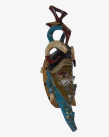 A Beautiful Blue African Mask That Is Made Of Wood - Face Mask, HD Png Download, Free Download