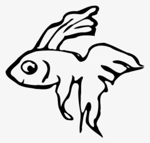 Art,monochrome Photography,fish - Betta Fish Black And White Clipart, HD Png Download, Free Download