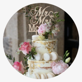Semi Naked Wedding Cake With Macarons, HD Png Download, Free Download