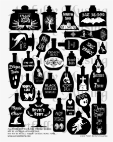 Coffin Clipart Blank - Potion Bottle Clipart Black And White, HD Png Download, Free Download