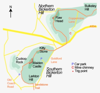 Bickerton Hill Map - Bickerton Hill Car Park, HD Png Download, Free Download