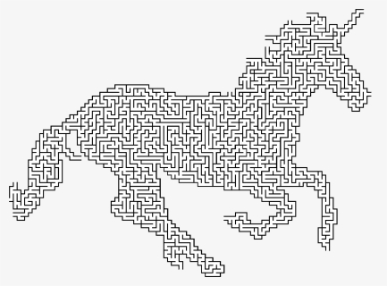 Magical Unicorn Silhouette No Stars Maze Clip Arts - Unicorn Mazes, HD Png Download, Free Download