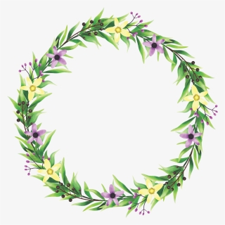 Watercolor Style Flower And Leaf Frame Vector - Heather, HD Png Download, Free Download