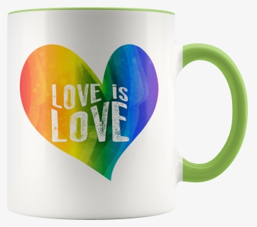 Love Is Love Rainbow Heart 11oz White Color Accent - Mug, HD Png Download, Free Download