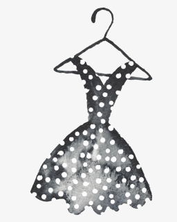 Polka Dot Skirt Black And White Watercolor Fashion - Skirt, HD Png Download, Free Download