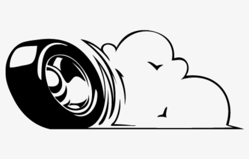 Drawn Smoking Tire Smoke - Tire Burnout Clipart, HD Png Download, Free Download