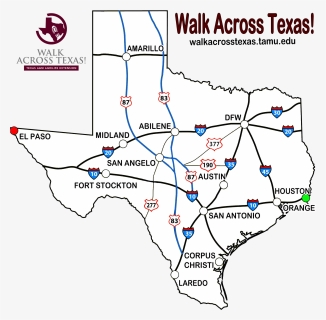 Walk Across Texas Example Map , Png Download - Texas State Silhouette, Transparent Png, Free Download