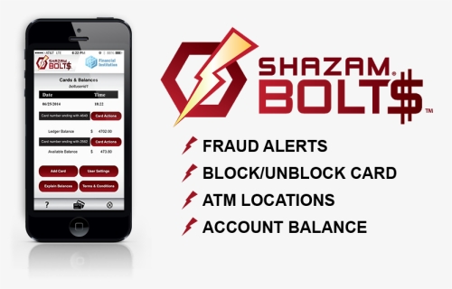 Shazam Bolts Services, Fraud Alerts, Block And Unblock - Iphone, HD Png Download, Free Download