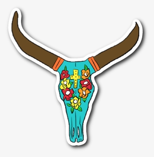 Boho Cow Skull Sticker Clipart , Png Download - Clip Art, Transparent Png, Free Download