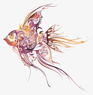 Clip Art Free Drawing Abstract Beautiful - Angelfish Tattoo, HD Png Download, Free Download