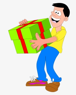 Free Stock Photo - Man With Present Cartoon, HD Png Download, Free Download