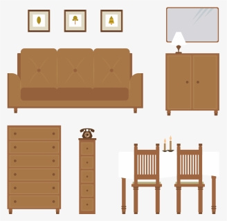 Living Room Clipart Wood Furniture - Furniture, HD Png Download, Free Download
