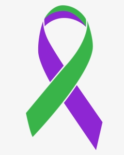 Green And Purple Colored Anal Cancer Ribbon - Thyroid Cancer Ribbon Png, Transparent Png, Free Download