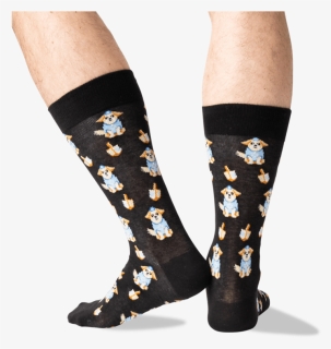 Men"s Dreidel Dog Crew Socks In Black Front"  Class="slick - Leg, HD Png Download, Free Download