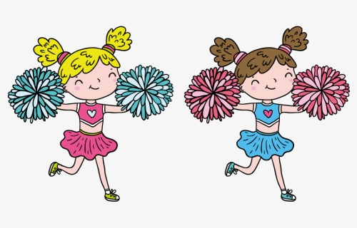 Picture Stock Cartoon Cheerleader Illustration Hand - Cheerleaders Cartoon Cute, HD Png Download, Free Download