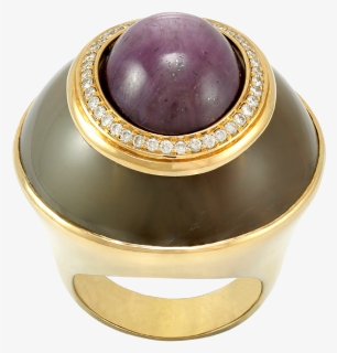 18kt Gold Ring With Rubi Stone And Little Diamonds - Amethyst, HD Png Download, Free Download