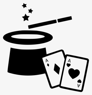 Cards Clipart Magic Card - Magic Hat Clipart Black And White, HD Png Download, Free Download