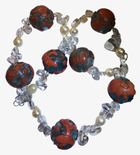 Chinese Peking Carved Glass Bead Quartz & Pearl Necklace - Bead, HD Png Download, Free Download