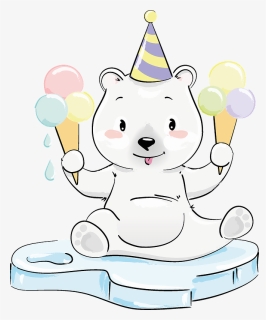 Cute Polar Bear With Ice Cream Clipart - Cartoon, HD Png Download, Free Download