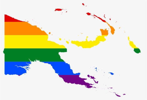 Lgbt Flag Map Of Papua New Guinea - Papua New Guinea Flag Map, HD Png Download, Free Download