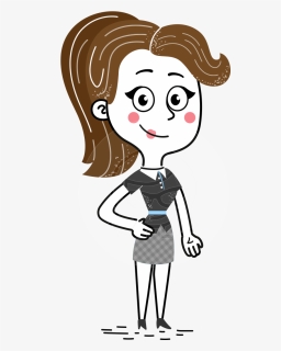 Hand Drawn Girl Cartoon Vector Character Aka Cynthia - Drawn Girl Cartoon Character, HD Png Download, Free Download