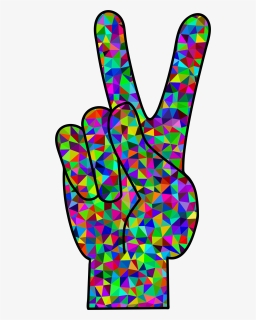 Prismatic Low Poly Peace Clip Arts - Peace Sign Hand Colourful, HD Png Download, Free Download