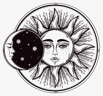 Transparent Sun Moon Clipart - Sun And Moon Black And White, HD Png Download, Free Download