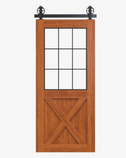 Wood Frame Barn Door Half X Panel With Glass Window, HD Png Download, Free Download
