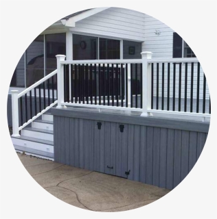 Grey Deck With White And Black Railings - Grey Deck With Black Railing, HD Png Download, Free Download