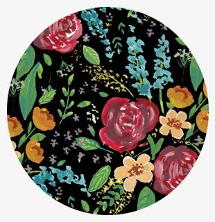Dark Florals Pattern Circle - Artificial Flower, HD Png Download, Free Download