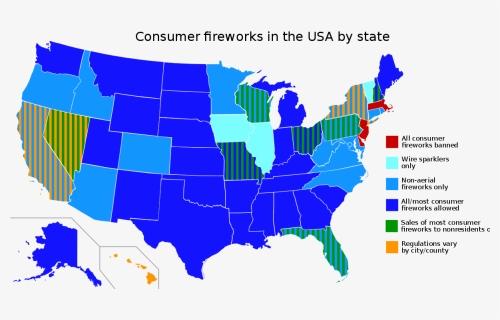Consumer Fireworks Laws In The Usa By State - States The Use Electric Chair, HD Png Download, Free Download