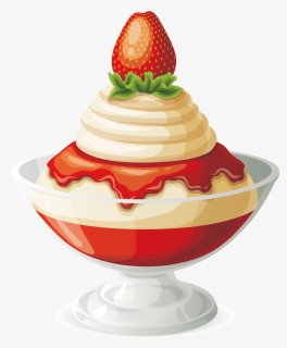 Strawberry Ice Cream Sundae Ice Cream Cone - Ice Glass Cream Png, Transparent Png, Free Download