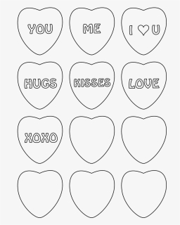 Conversation Heart Template Conversation Heart Clip - Love Heart Sweets Outline, HD Png Download, Free Download