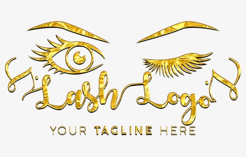 Gold Foil Custom Lashes Logo Cosmetics / Make-up Design - Illustration, HD Png Download, Free Download