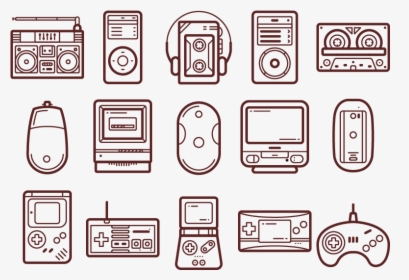 Retro Technology Icons Illustration Gadgets Technology, HD Png Download, Free Download