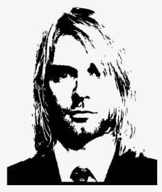 Kurt Cobain Silhouette Artist Musician - Kurt Cobain Black And White Drawing, HD Png Download, Free Download