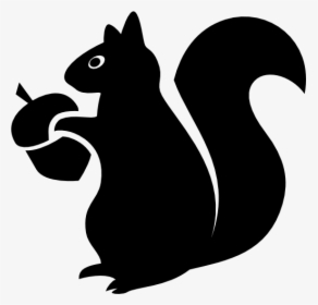Image Download Squirrel Svg Black White Png - Squirrel With Nut Silhouette, Transparent Png, Free Download
