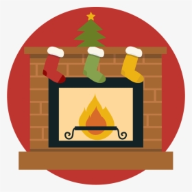Fireplace Clipart Fireplace Mantel - Christmas Fireplace Clipart, HD Png Download, Free Download