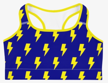 Blue & Yellow Lightning Bolts Sports Bra - Sports Bra, HD Png