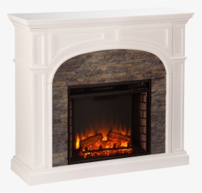 Stone Fireplace Png - White With Stone Electric Fireplace, Transparent Png, Free Download