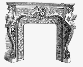 Fireplace Download Image Antique Illustration - Old Victorian Illustration Png, Transparent Png, Free Download