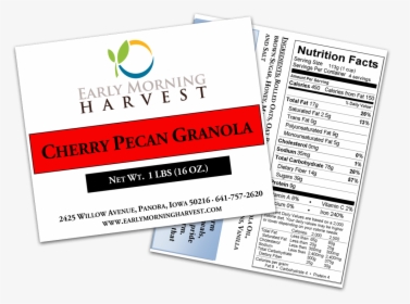 Nutrition Facts For Chery Pecan Granola - Nutrition Facts, HD Png Download, Free Download
