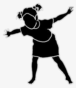 Silhouette Of Dancing Little Girl - Little Girl Playing Silhouette, HD Png Download, Free Download