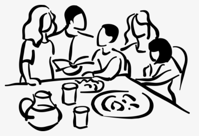 Vector Illustration Of Family Parents And Children - Eating With Family Drawing, HD Png Download, Free Download