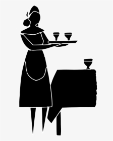 Server, Servant, Table, Lady, Silhouette, Restaurant - Restaurant Server Icon Png, Transparent Png, Free Download